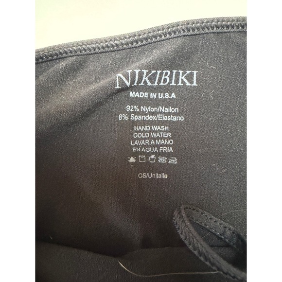 Nikibiki Black Seamless Cropped Camisole Spaghetti Strap Tank Top OS Made in USA - Picture 4 of 7